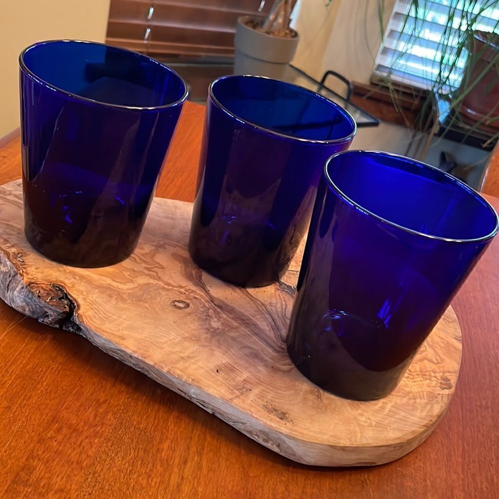 Set of 3 Libbey Cobalt Blue Tumblers